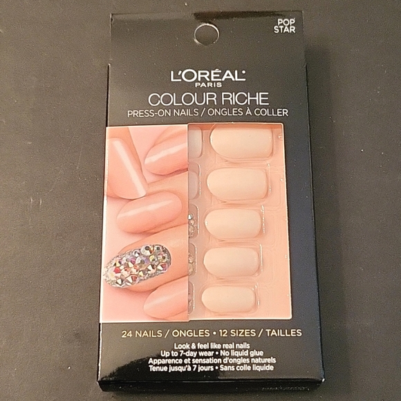 NEW L'Oreal Press On Nails, Pop Star, Blush Pink & Rhinestones - Picture 4 of 9